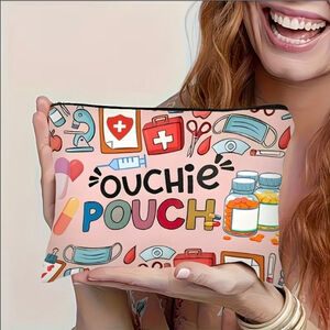 Women's Pink Multicolor "Ouchie Pouch" Cosmetic Bag One Size